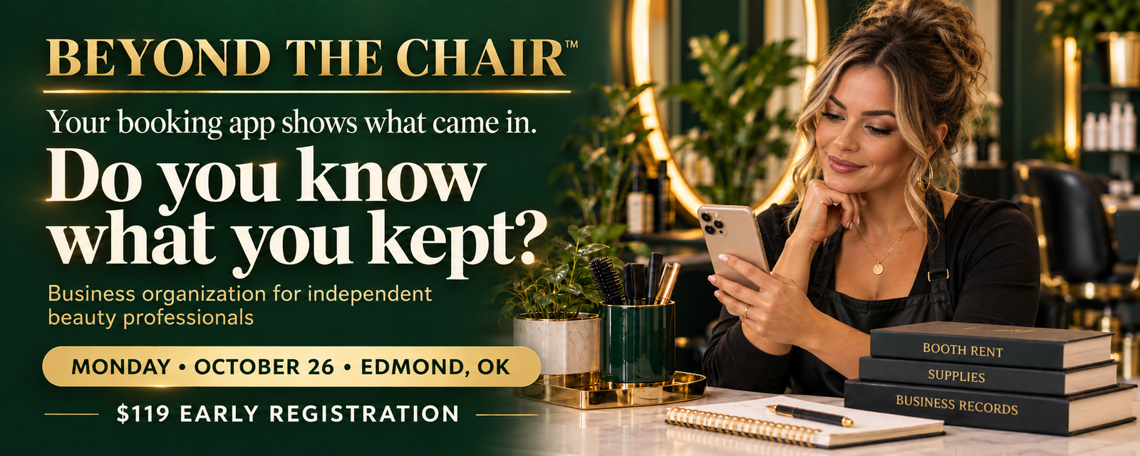 Beyond the Chair organization workshop for independent beauty professionals in Edmond Oklahoma
